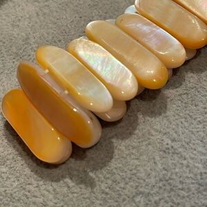 Orange Mother of Pearl Stretchy Bracelet 7-8”